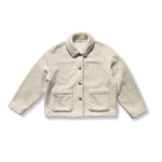Voorkant van pre-loved Uniqlo teddy overshirt in ecru, maat L, zorgvuldig geselecteerd door Wildfellow