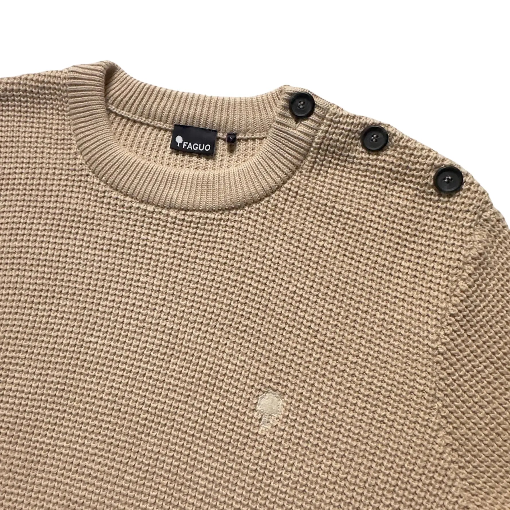 faguo-heren-trui-beige-schouderknopen-maat-l
