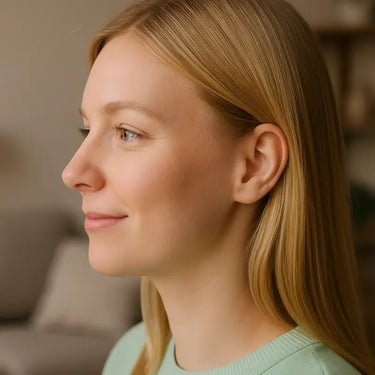 Portret van een jonge vrouw in zijprofiel